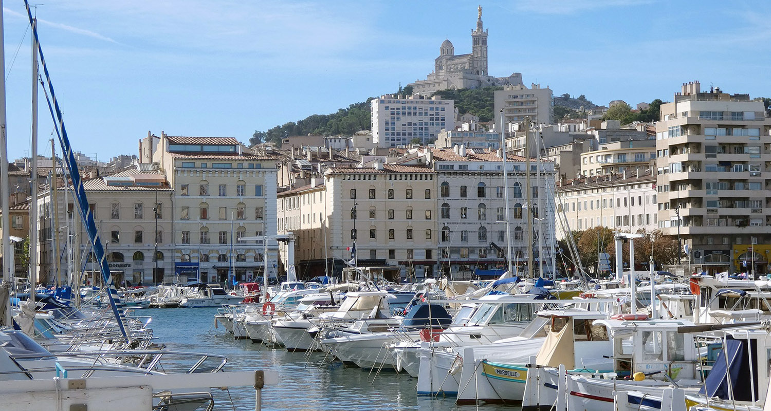 Marseille old port and Notre-Dame.